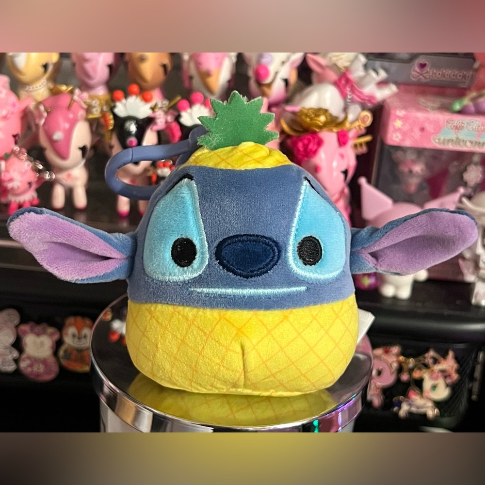 Pineapple Stitch 3.5" Disney Squishmallows Stuffed Plush Keychain Clip